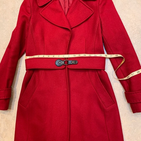 No longer for sale.  Red wool blend coat. Petite size 6.  Excellent condition - Picture 2 of 5